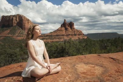 Meditating on red rocks