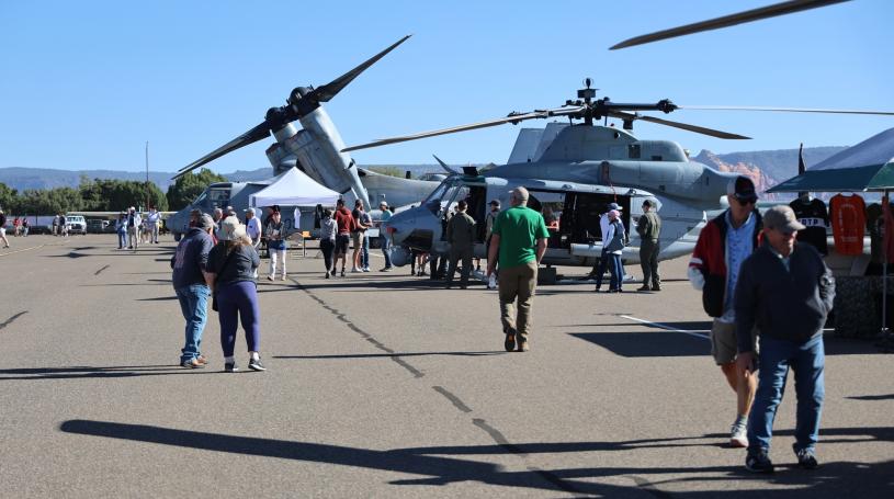 Wings and wheels military aircraft and crowd pc sedona airport staff