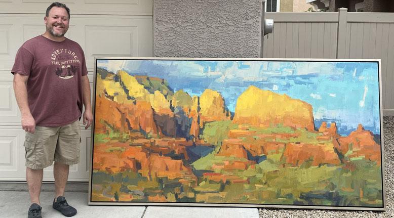 Anton nowels with sail rock sunset 48x96 mountain trails gallerychamber